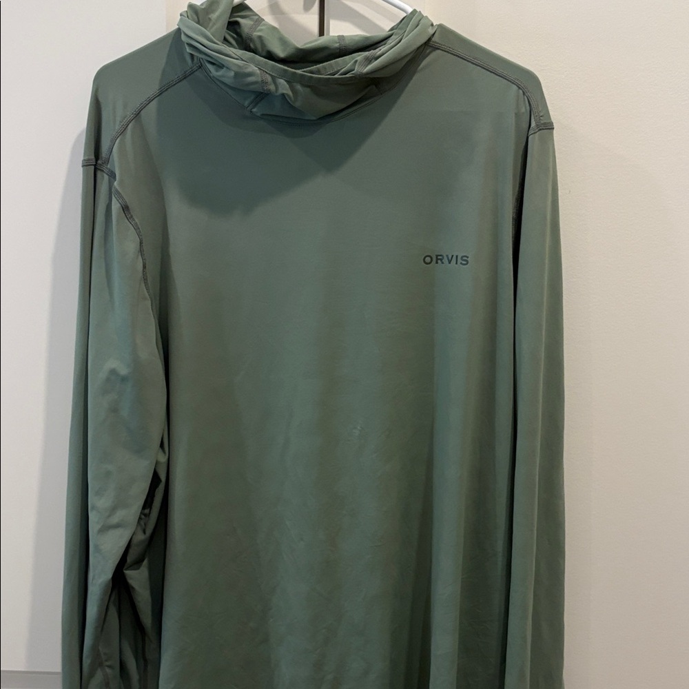 Orvis Sage Green Hooded Long Sleeve Shirt